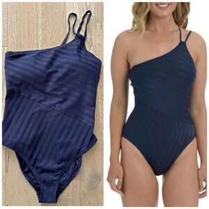 La Blanca Navy One Shoulder Linea Costa Swimsuit 18W NWOT